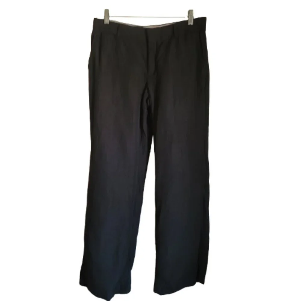 Banana Republic Linen Wide Leg Pants Black